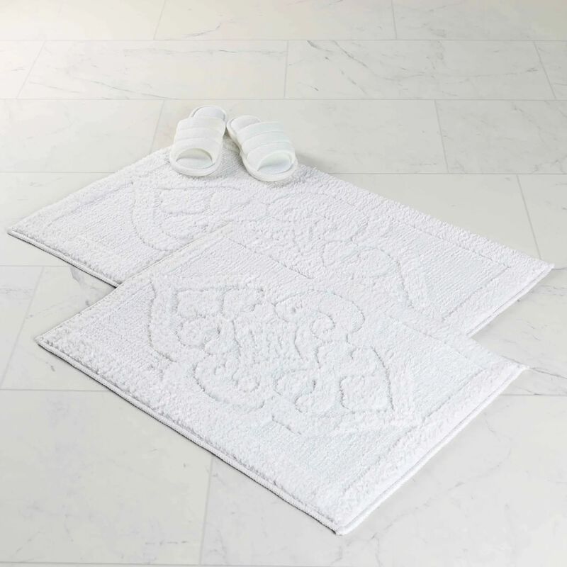 Myra Medallion Textured Jacquard Machine Washable Bath Rugs, Set of 2 image number 1