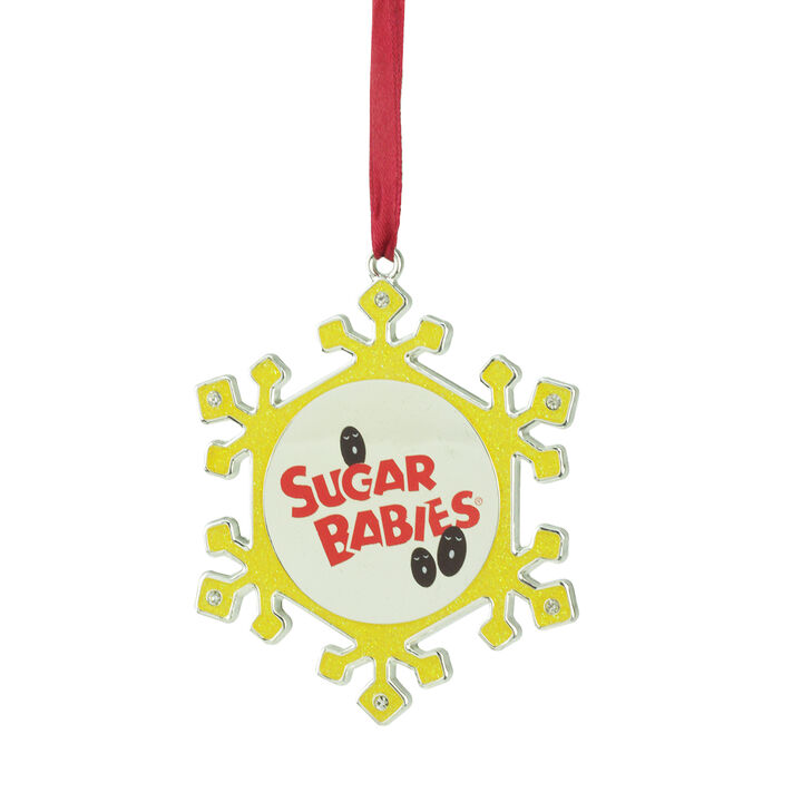 3.5" Yellow and Red Snowflake Sugar Babies Candy Logo Christmas Ornament