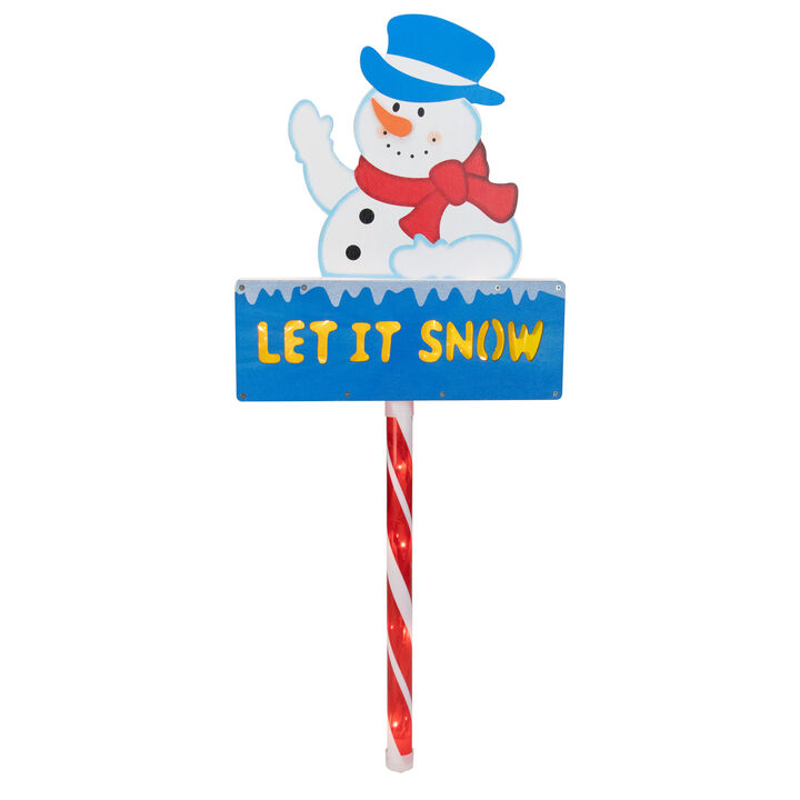 28.5" Lighted Snowman 'LET IT SNOW' Christmas Lawn Stake - Clear Lights