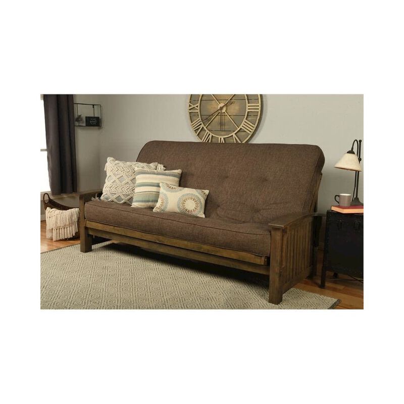 Washington Queen Frame-Rustic Walnut Finish-Linen Cocoa Mattress image number 1