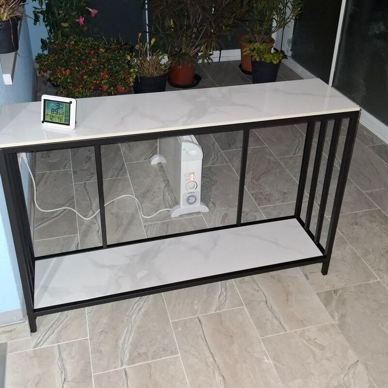 2 Tier Modern Sofa Table Heavy Duty Sintered Stone Console Table image number 2