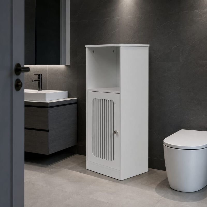 ELEMENT ACE Louvered Door Floor-Standing Bathroom Low Cabinet Multi-Layer Storage for Towels, Toiletries and Bath Essentials image number 3