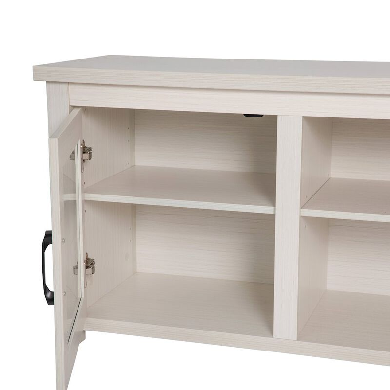 Flash Furniture Classic TV Stand up to 80" TVs - White Wash Finish with Full Glass Doors image number 7