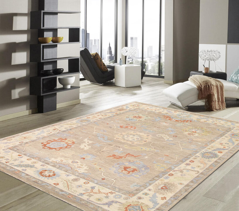 Pasargad Home Oushak Hand-Knotted Wool Area Rug