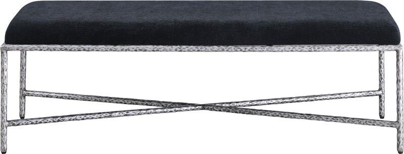 Meridian Furniture Valley Black Chenille Fabric Bench