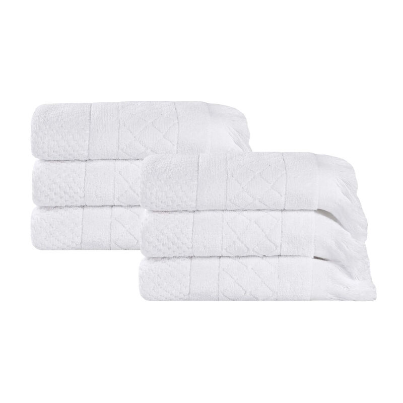 Absorbent Cotton Hand Towels Set of 6 with Geometric Jacquard Design image number 0