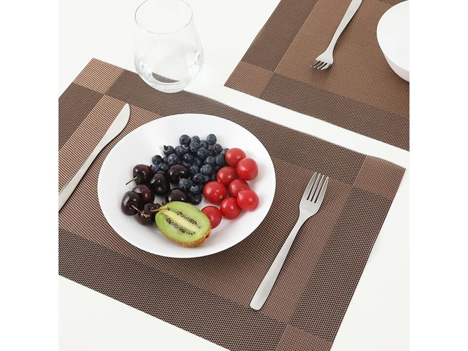Placemats, Washable Table Mats, Woven Vinyl Placemat for Dining Table Place Mats Set