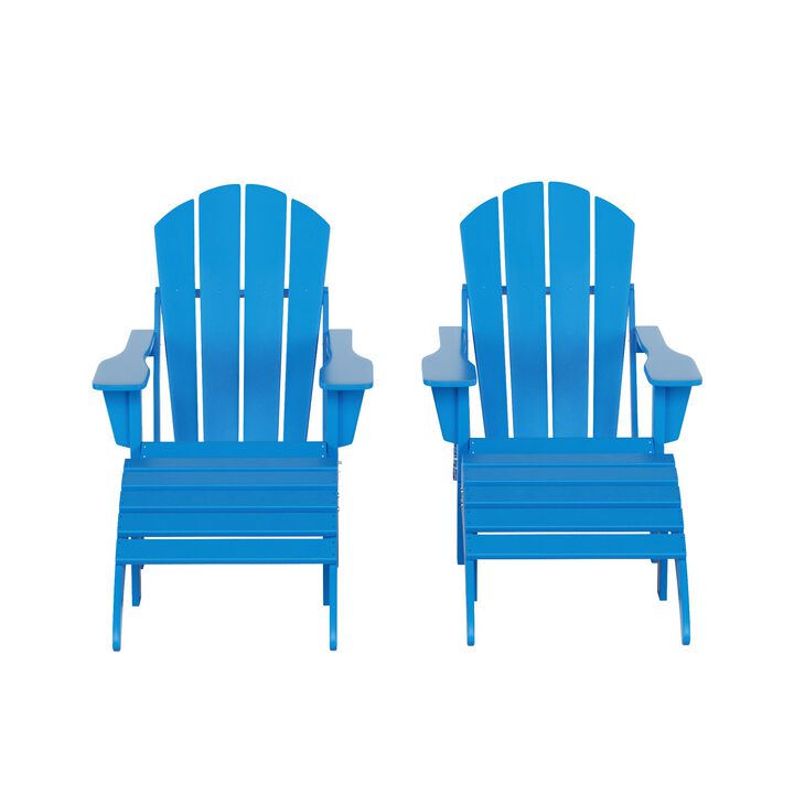 WestinTrends 4-Piece Folding Adirondack Chair With Footrest Ottoman Set