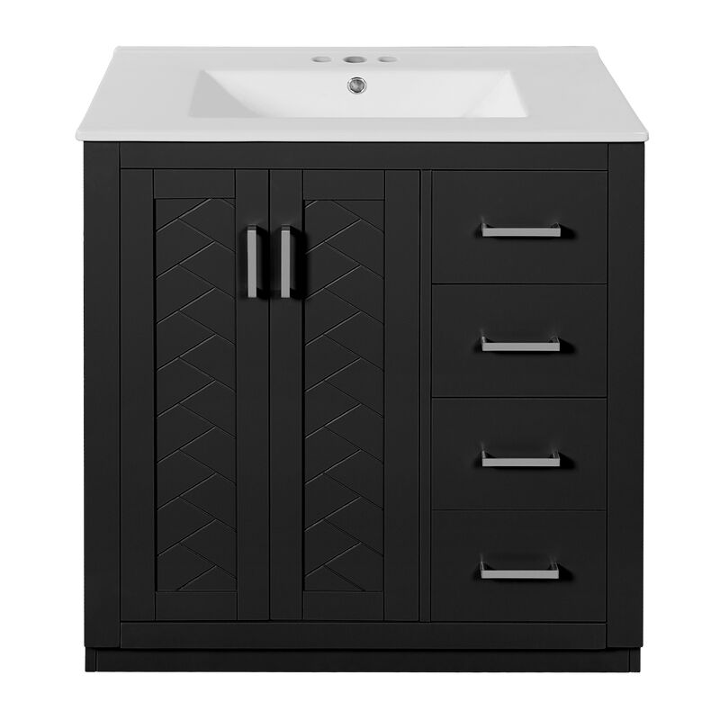 Merax Bathroom Vanity Cabinet with Undermount Ceramic Sink, 3 Drawers, Spacious Cabinet image number 0