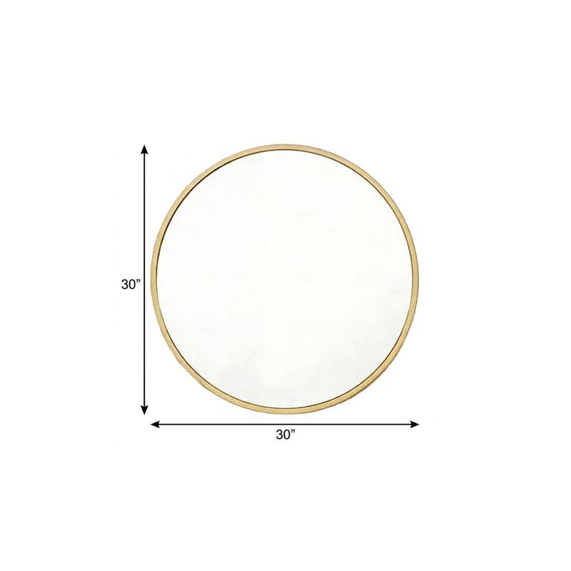 HomeRoots 30" Gold Aluminum Round Framed Accent Mirror image number 3