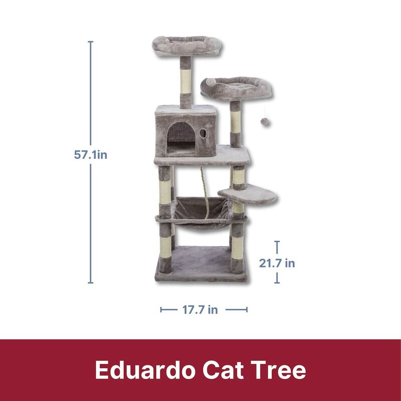 TRIXIE Eduardo Plush & Sisal 4-Level 57.1" Cat Tree with Scratching Posts & Condo, Gray image number 3