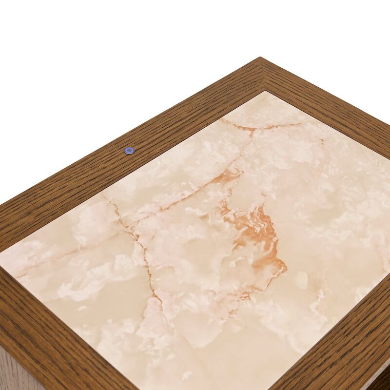 Portrait 1-Drawer Nightstand with LED Lights - Sienna Brown image number 6