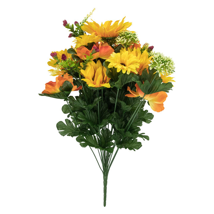 21.5" Yellow Sunflower and Daisy Artificial Floral Bush