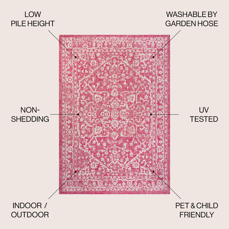 Malta Bohemian Medallion Textured Weave Indoor/Outdoor Area Rug