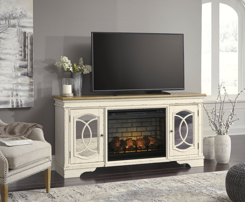 Realyn 74" TV Stand with Electric Fireplace image number 1