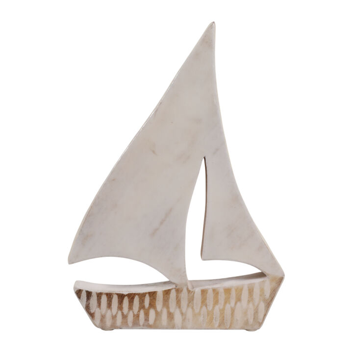 12x8" Distressed Wood Sailboat