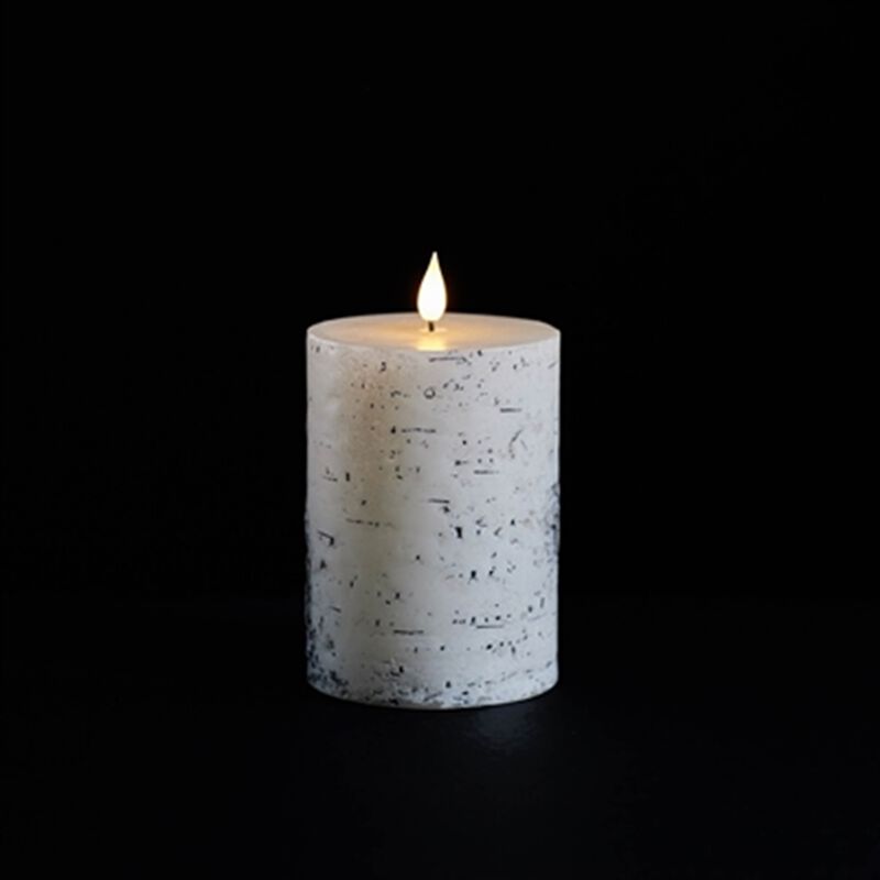 Flameless Birch Design Pillar Candles – Wick LED Candle Set for Cozy Seasonal Decor, Tablescapes & Mantels