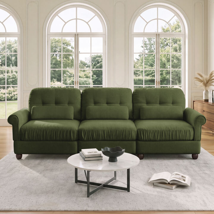Juspep Mid Century Modern Chenille 3‑Seater Modular Sofa