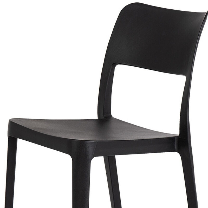 HomeRoots Set of Two Black Heavy Duty Plastic Outdoor Stacking Accent Chairs image number 3
