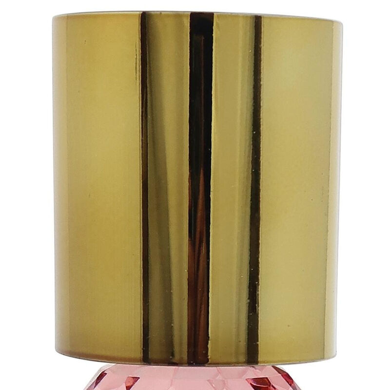 HomeRoots Set of Two Amber Gold And Pink Faceted Crystal Tabletop Taper Candlesticks image number 3