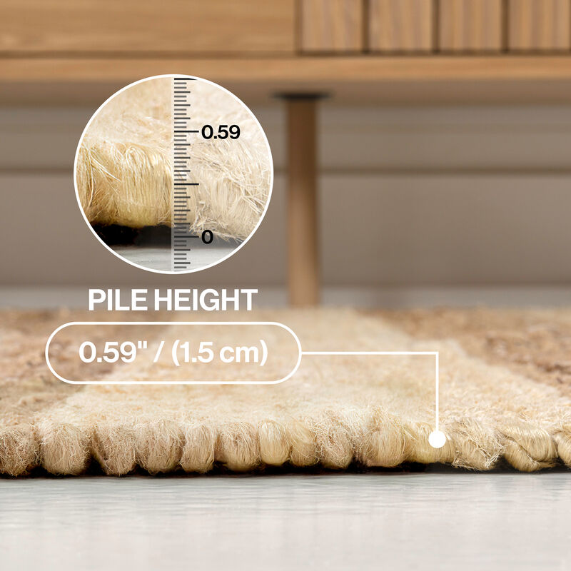 Jayden Rustic Farmhouse Woven Jute Stripe Area Rug