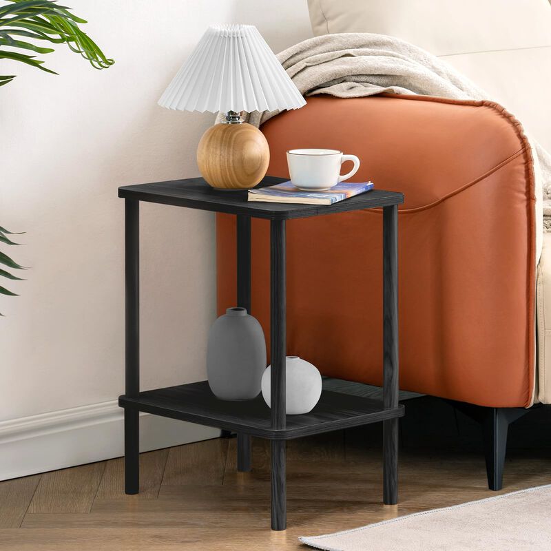 Apicizon 2 Tier End Table Set of 2, Boho Side Table with Storage Shelf, Nightstand Bedside Table for Small Spaces, Bedroom, Livi