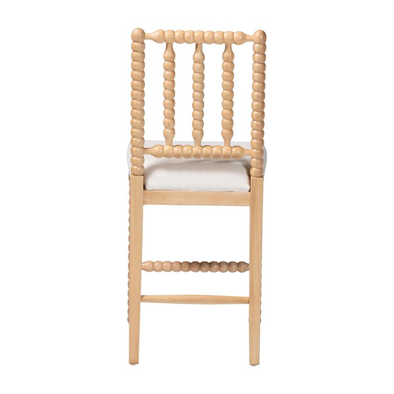 bali & pari Deya Bobbin Counter Stool - Sculptural Wood Kitchen Seating with Upholstered Seat and Spindle Back image number 3