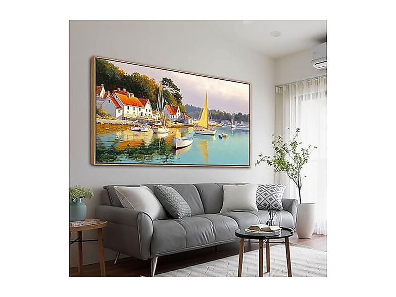 Coastal Wall Art Rustic Ocean Boat Canvas Living Room Bedroom Decor Framed Walls image number 2