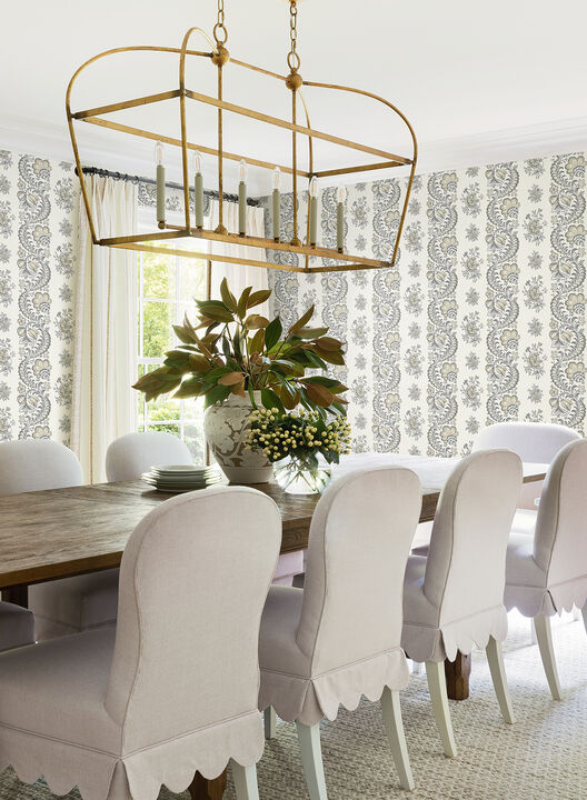 Beaumont Charcoal Floral Stripe Wallpaper