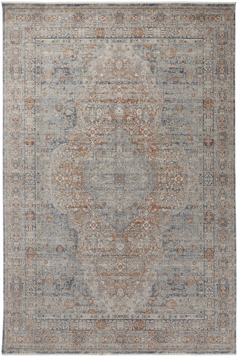 HomeRoots Oriental Power Loom Worn Faded Area Rug With Fringe