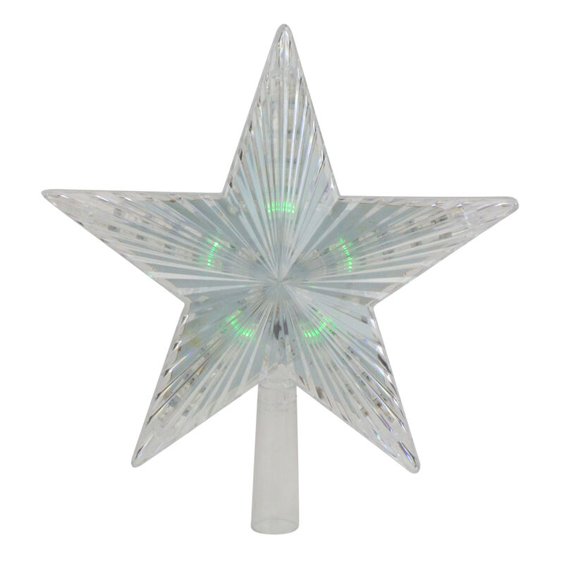 9" Pre-Lit Clear Crystal Star Christmas Tree Topper - Multicolor LED Lights