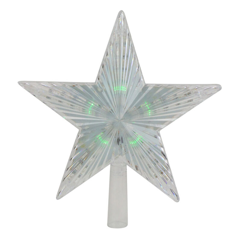 9" Pre-Lit Clear Crystal Star Christmas Tree Topper - Multicolor LED Lights image number 0