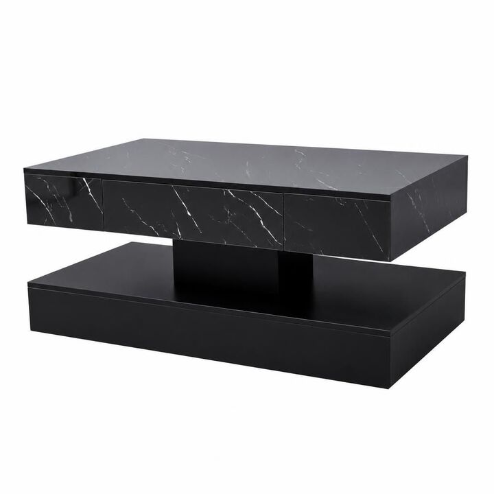 GOODSILO Modern LED Coffee Table with Remote RGB Lighting, Built-in Storage Drawer for Living Room, Bedroom and Office Durable Living Room Furniture