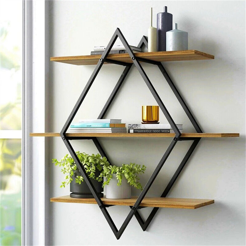 3 Tier Wall Floating Ledge Shelves Wall Decor Storage Shelf Booke Display Rack image number 3