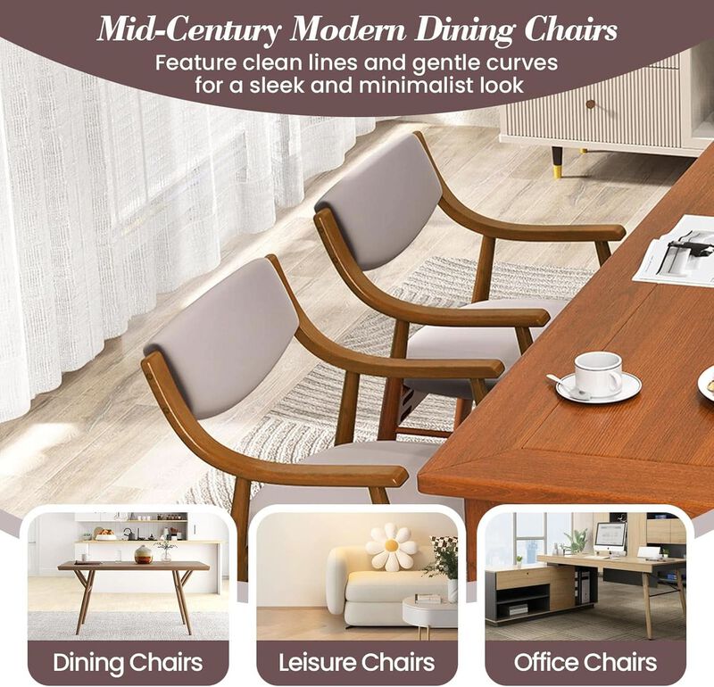 ShipItFurniture Wooden Velvet Upholstered Dining Chair - Rubberwood Frame, Mid-Century Modern image number 7
