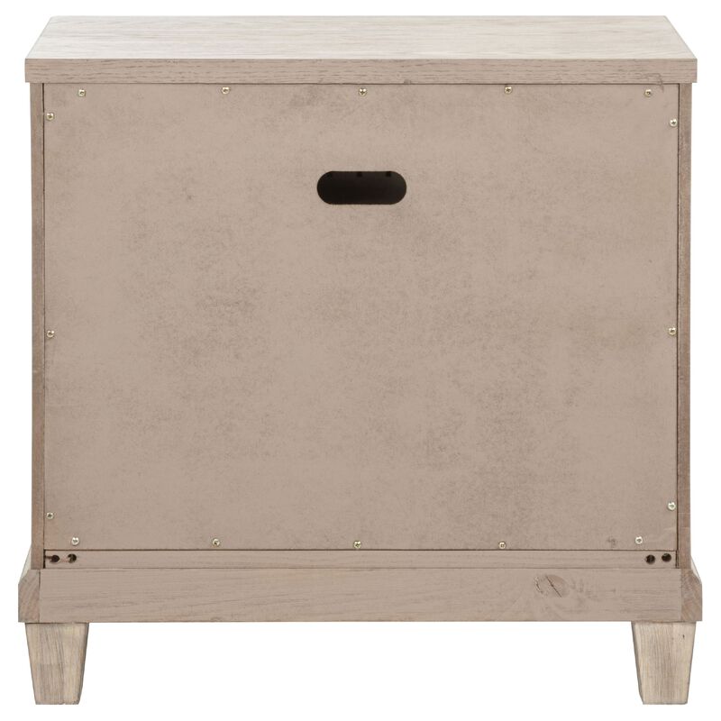 Kylie Nightstand with 2 Drawers, Tapered Legs, Washed Oak Wood 27 Inch image number 4