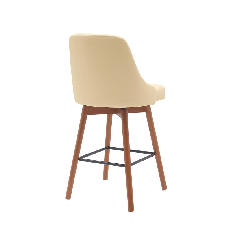 HomeRoots Solid Wood Frame Faux Leather Armless Counter Stool image number 3