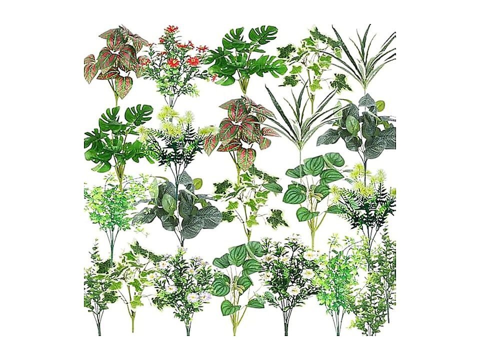 25 Pack Outdoor Artificial Boxwood Stems Plant UV Resistant Fake Plants Faux