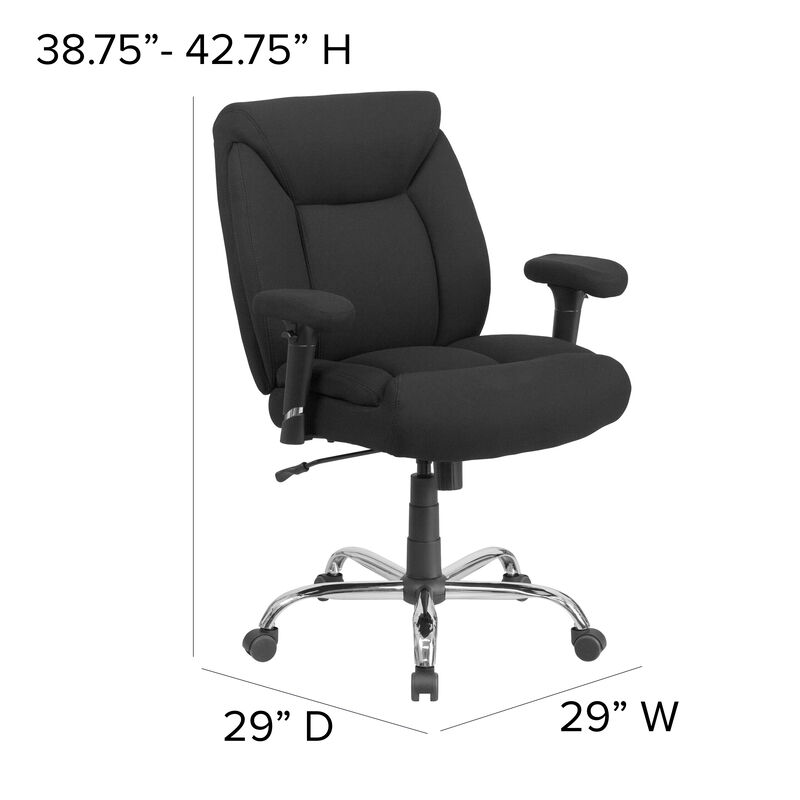 HERCULES Series Big & Tall 400 lb. Rated Black Fabric Deep Tufted Swivel Ergonomic Task Office Chair with Adjustable Arms image number 4