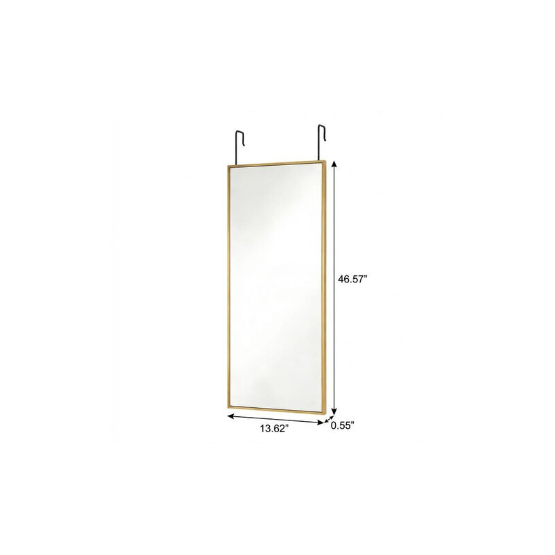 HomeRoots 47" Gold Aluminum Over the Door Framed Accent Mirror image number 3