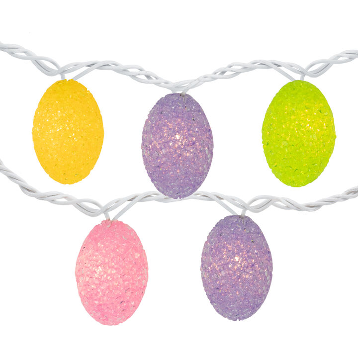 10ct Pastel Easter Eggs String Light Set  7.25ft White Wire