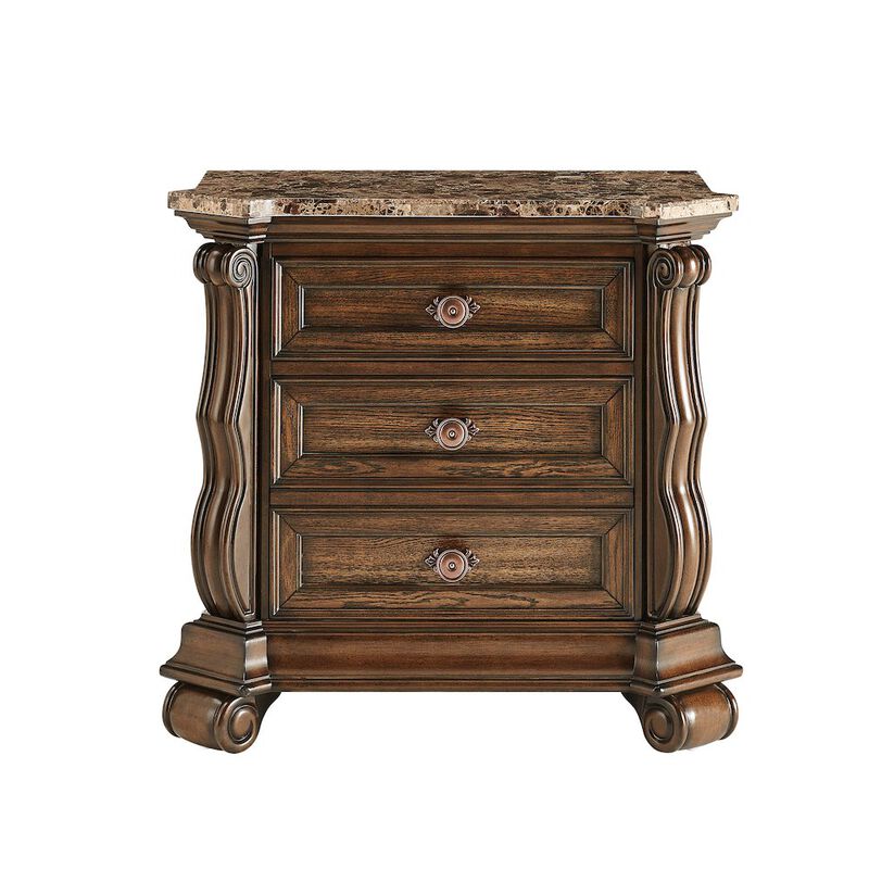 Best Master Furniture Belvedere 32.5" Wide 2-Drawer Nightstand, Marble Top - Dark Cherry Finish image number 0