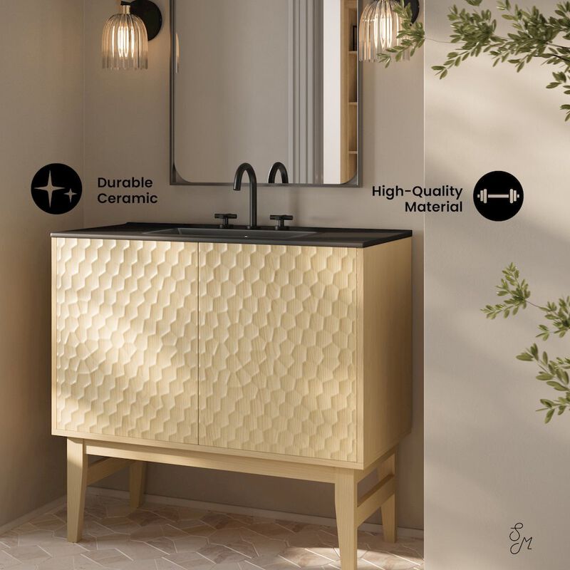 36" Freestanding Bathroom Vanity with 3-Hole Widespread Sink Top image number 2