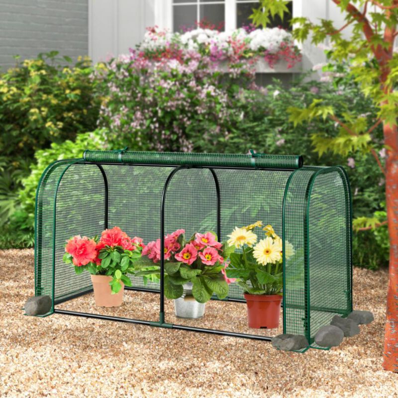 Mini Tunnel Greenhouse with Roll-Up Zipper Door for Easy Access and Protected Plant Growth