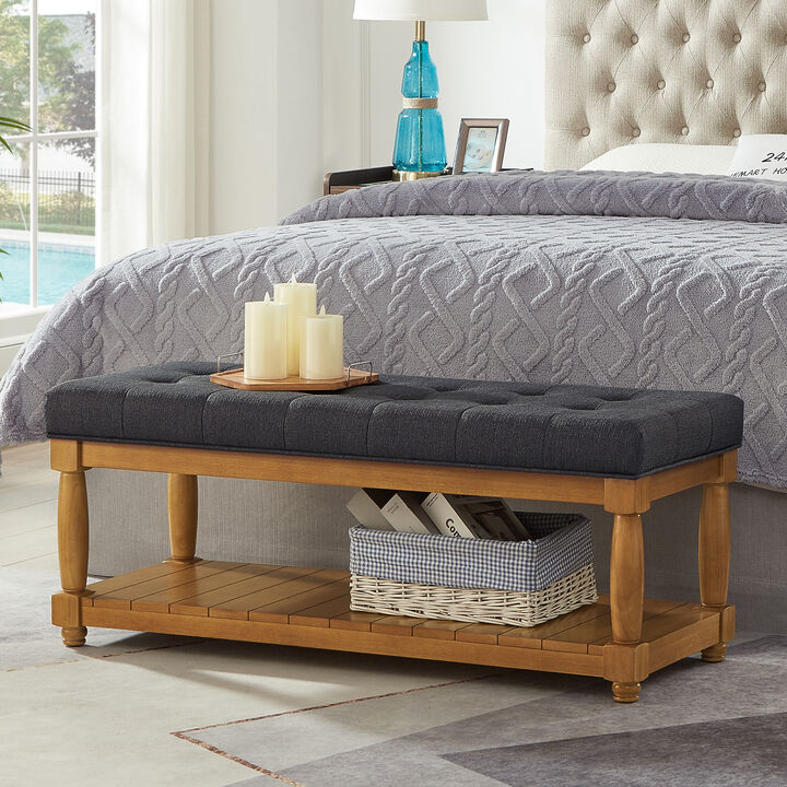 Resort Linen Solid Wood Bench
