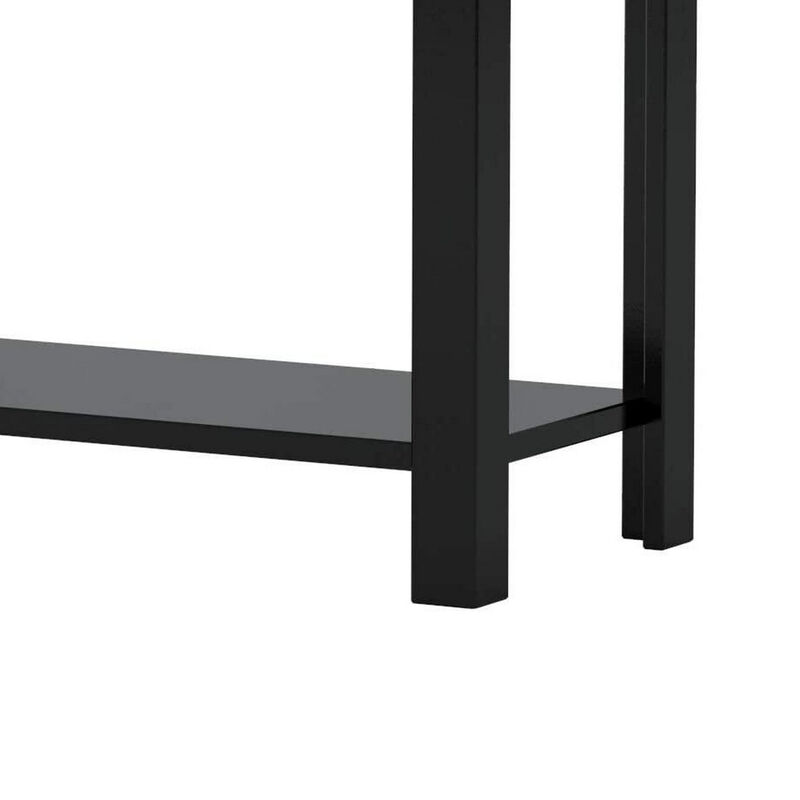 Minimalistic  designed Wooden Chairside Table, Black-Benzara image number 6