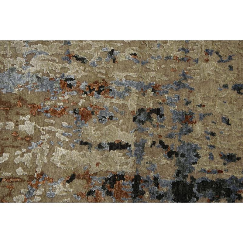 Hand Knotted Cut Pile Wool/ Viscose Rug, 9' x 12'