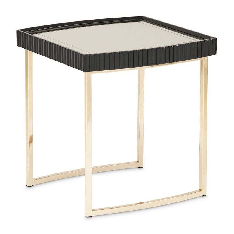Michael Amini Lisbon Side Table - Silken Matte Black