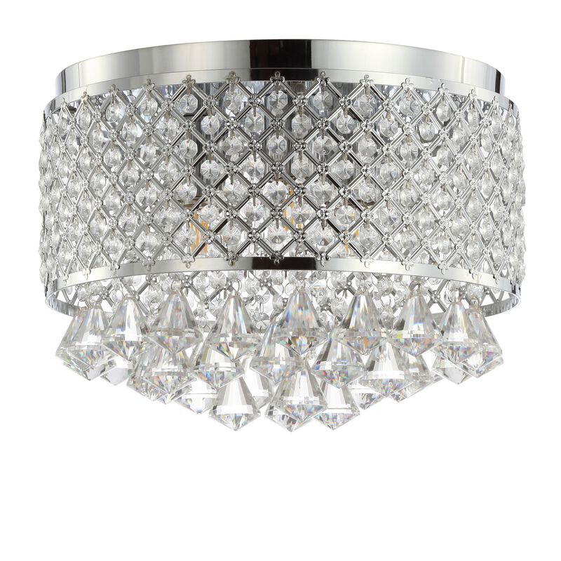 Evelyn 3-Light Crystal Drops/Metal LED Flush Mount