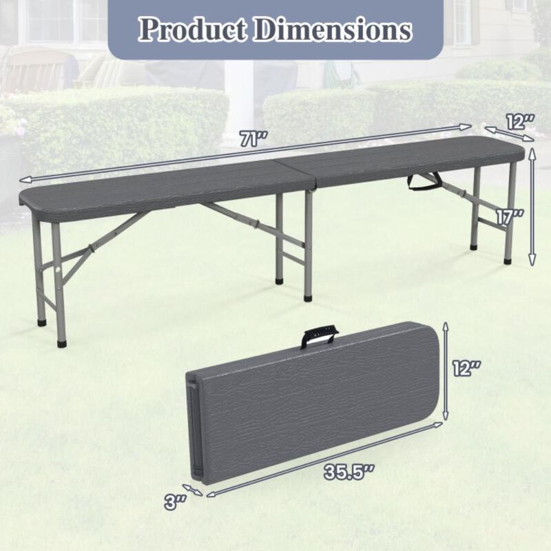 Hivvago Folding HDPE Bench with 1320 LBS Capacity and Handle Lock